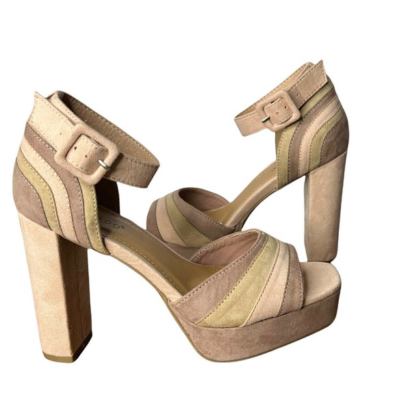BAMBO Platform Ankle Strap Heels Sandals 6.5 Block Heel COMPOSE Mauve Open Toe - Picture 4 of 12